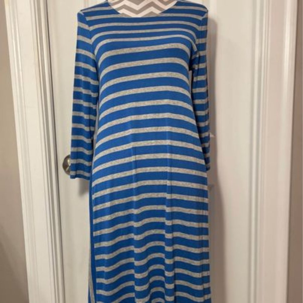 FANFARE Blue Gray Striped Long Sleeve Dress Size: Medium “NWT”
